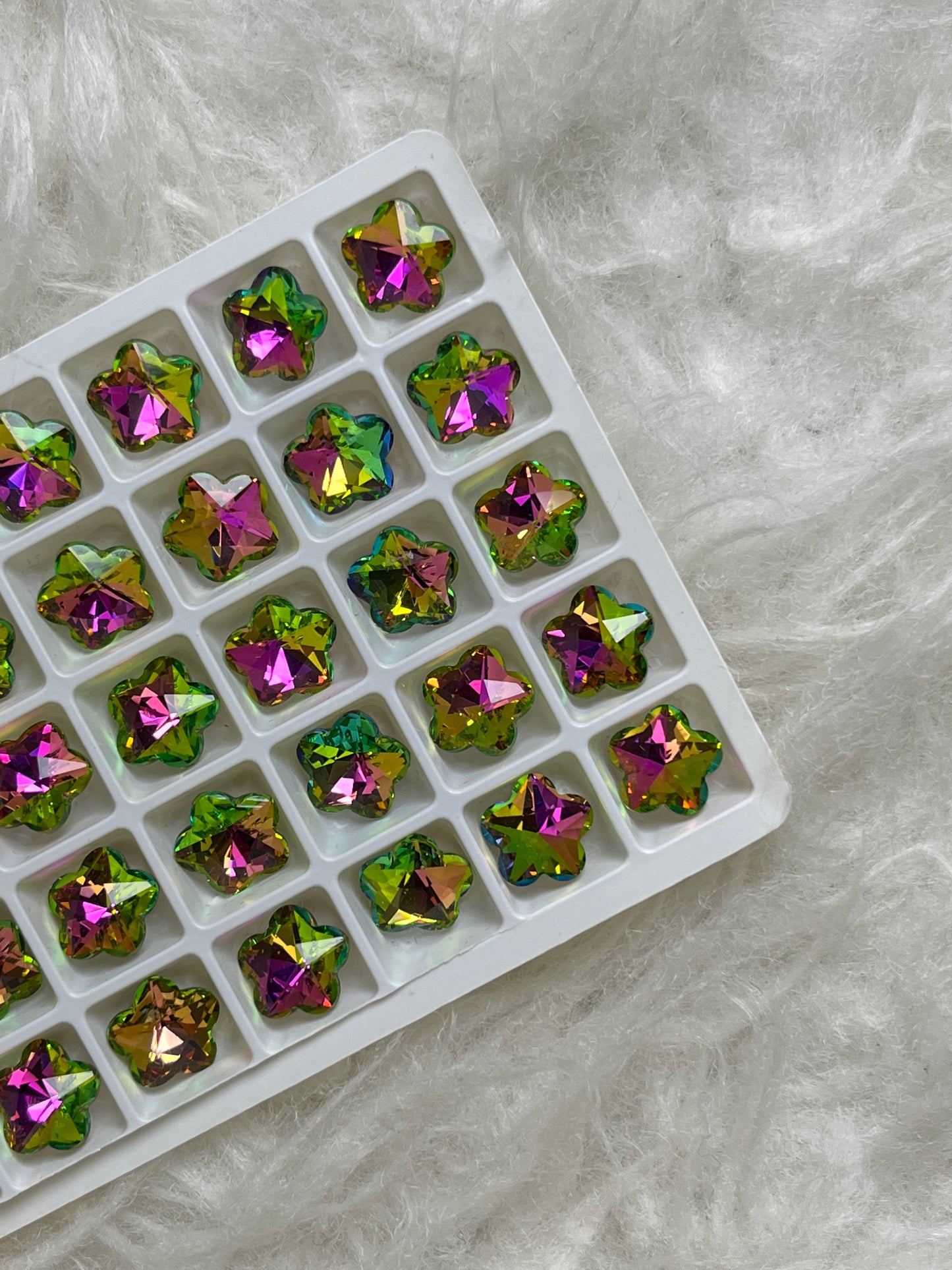 Purple & Green Flower Rhinestones 12*12mm
