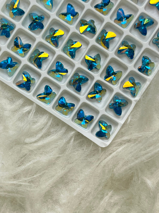 Blue Butterfly Rhinestones 8*6mm