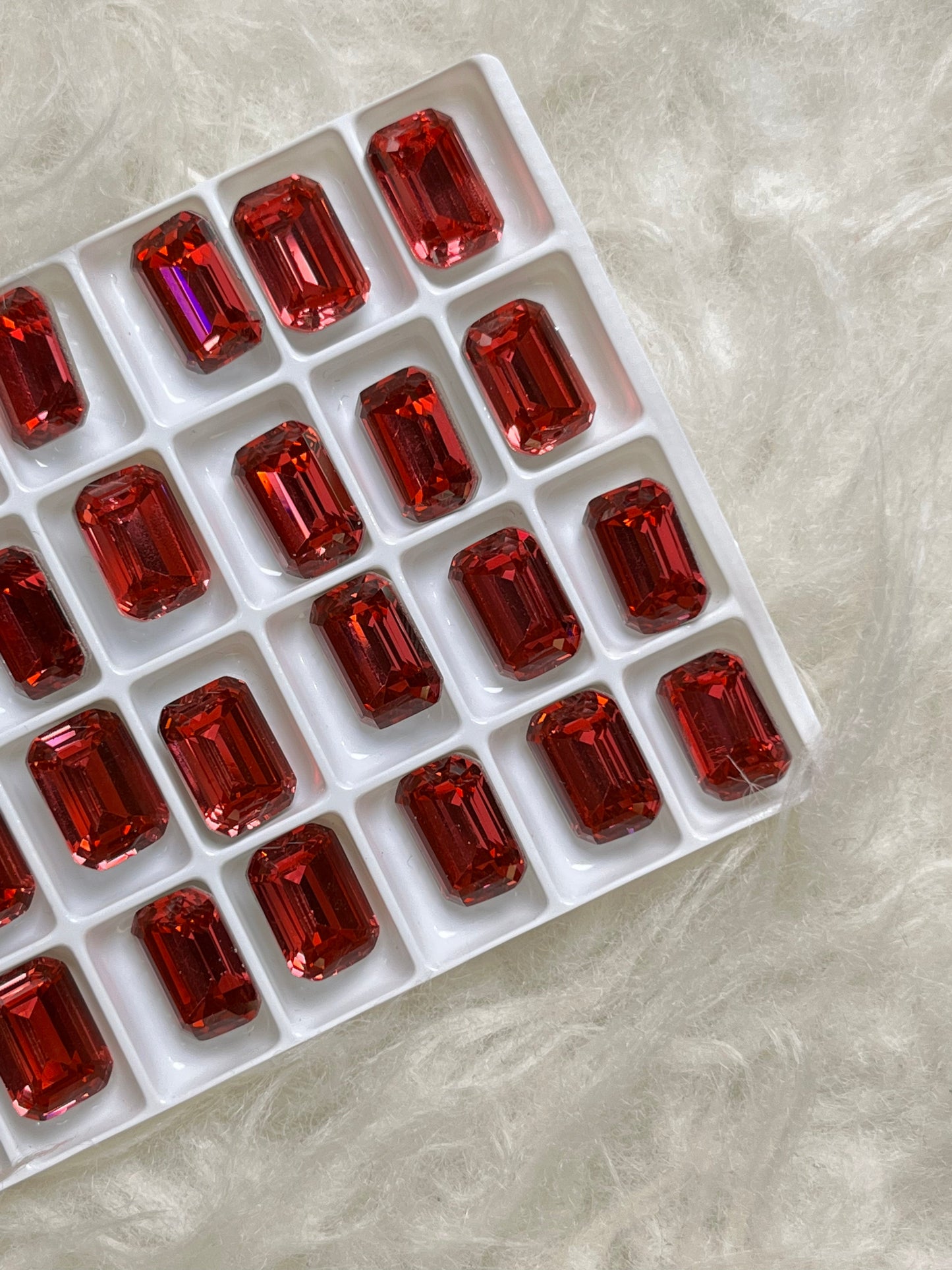 Pink Thin Octagon Rhinestones 14*10mm