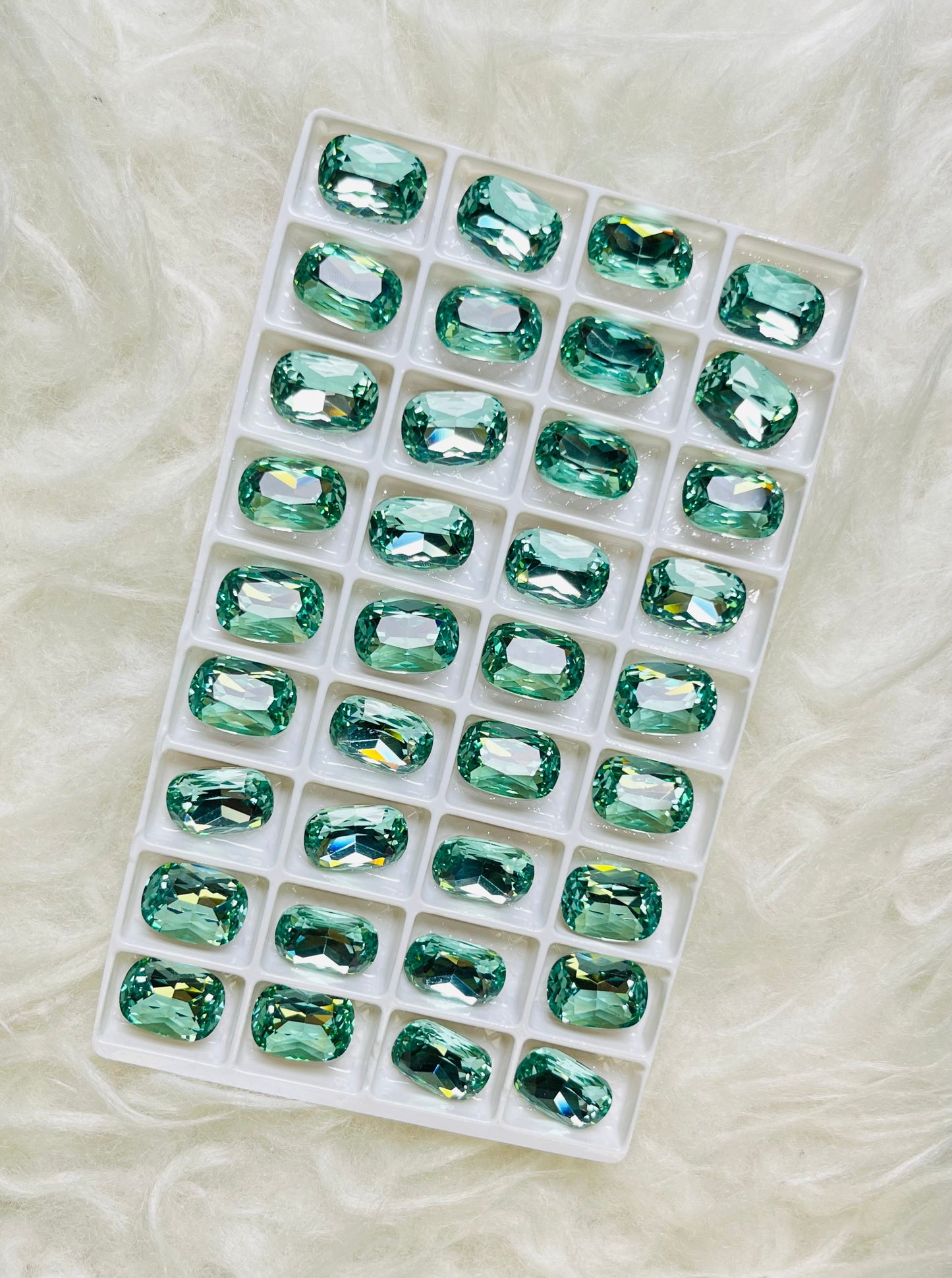 Green Cushion Rectangular Rhinestones 14*10Mm