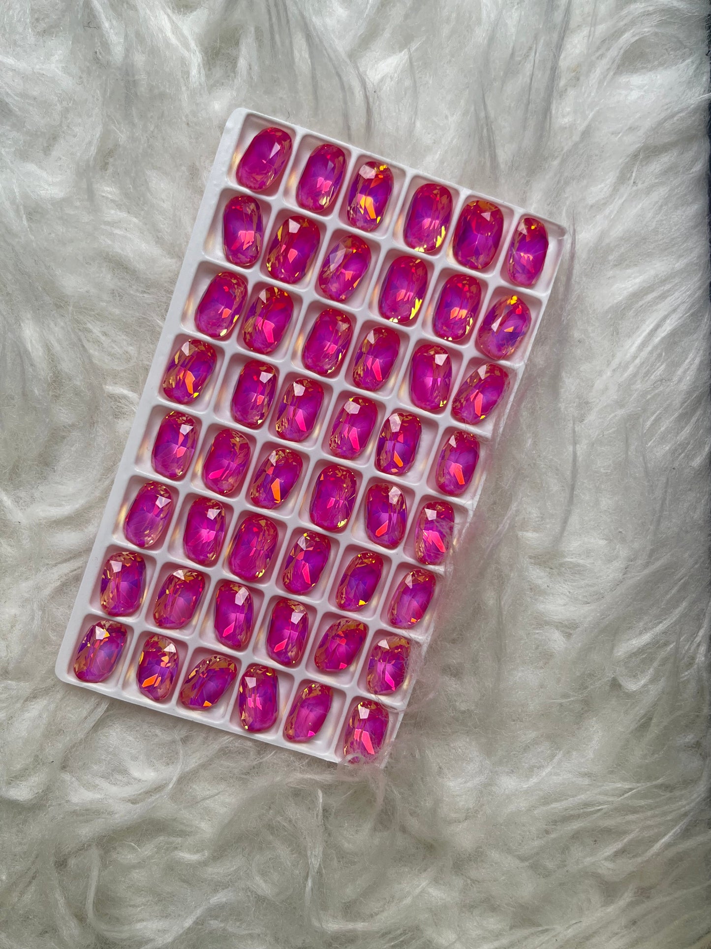 Pink Cushion Rectangular Rhinestones 14*10Mm