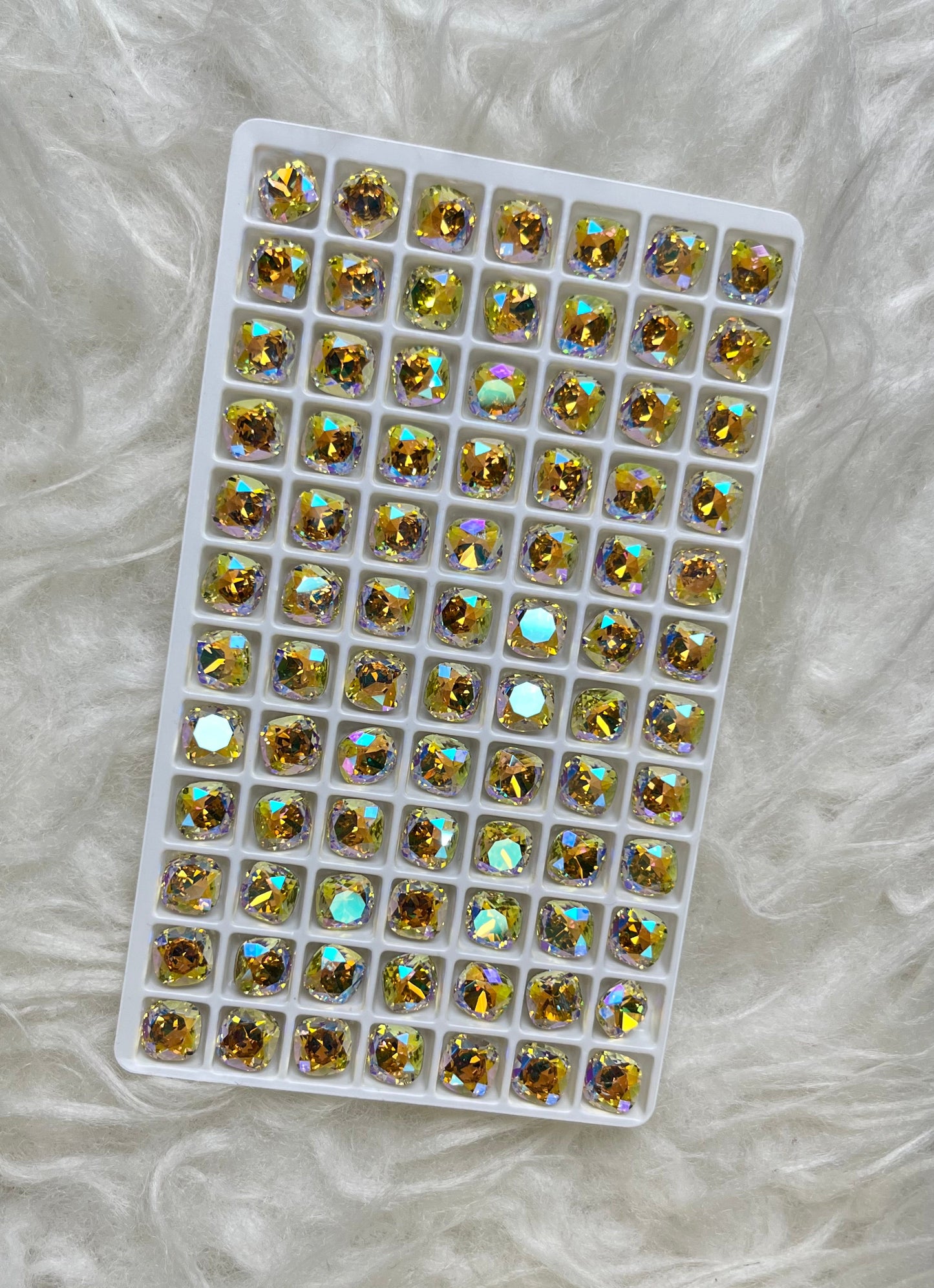 Yellow Cushion Square Rhinestone 8*8mm