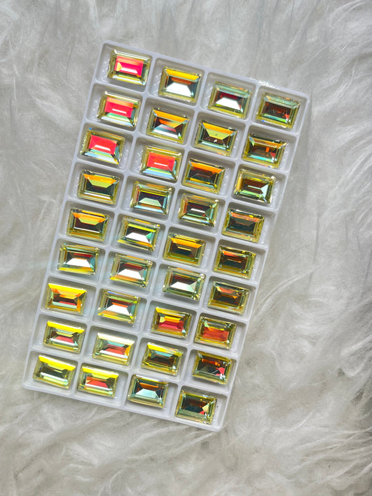 Light Yellow Rectangular Rhinestones 14*10Mm