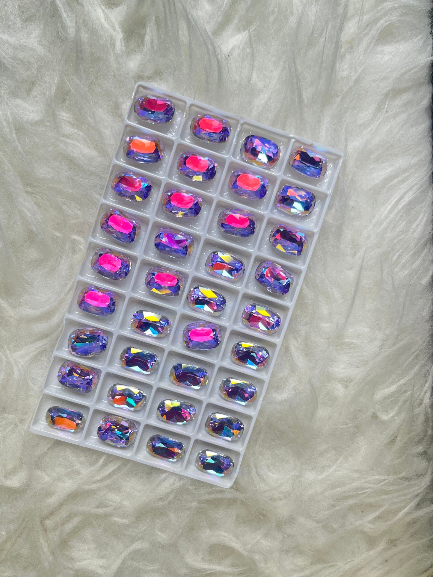 Purple Cushion Rectangular Rhinestones 14*10Mm